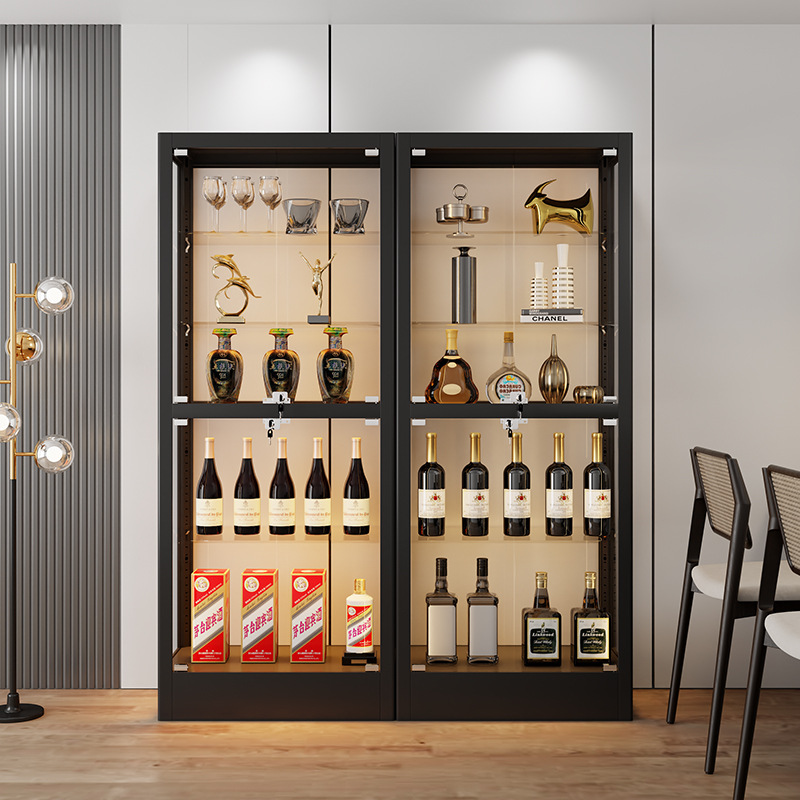 手办柜乐高展示柜带灯钢化玻璃柜家用防尘收纳架子玩具陈列柜酒柜