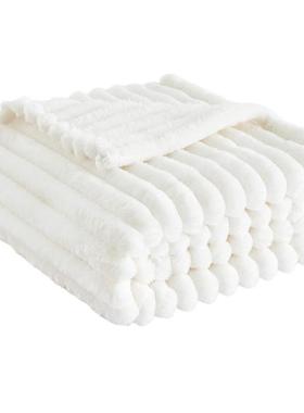 Solid color white cozy sofa throws blankets fluffy bedcover