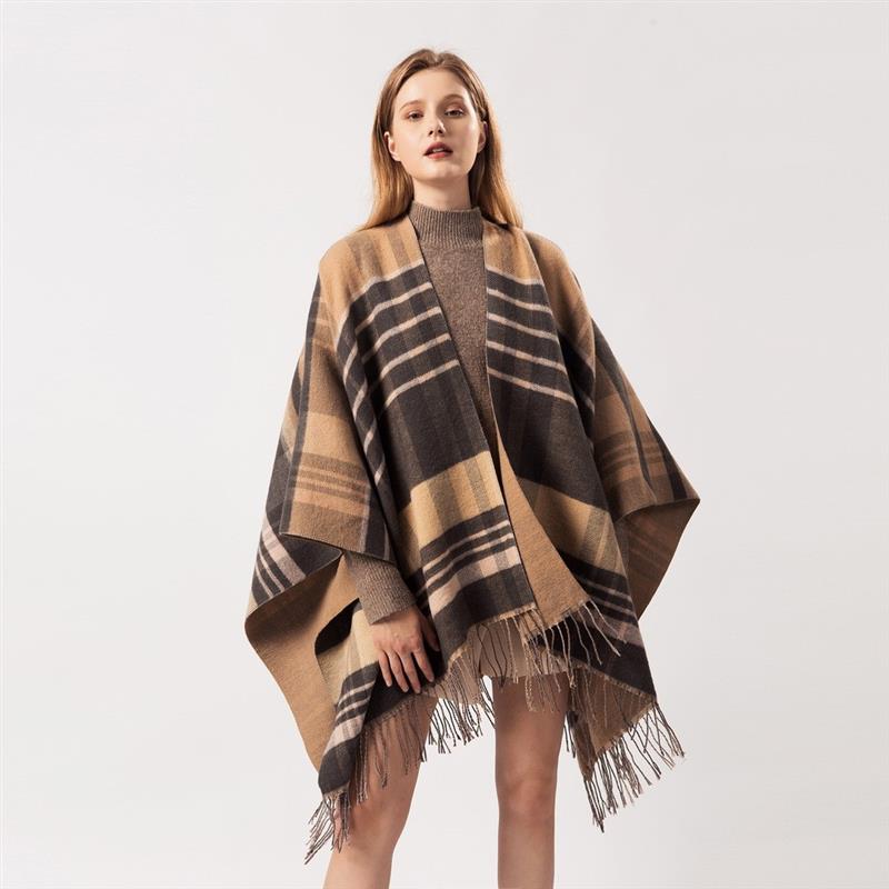 Women Scarf Plaid Fringe Thick Warm Shawl Cloak шарф