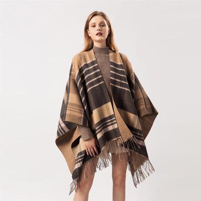 Women Scarf Plaid Fringe Thick Warm Shawl Cloak шарф