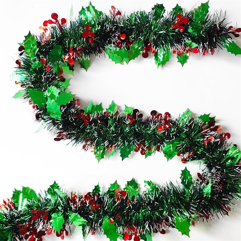 Christmas Garland Emerald Green and Red Berries Party Decor