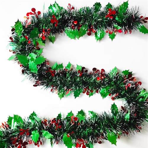 Christmas Garland Emerald Green and Red Berries Party Decor