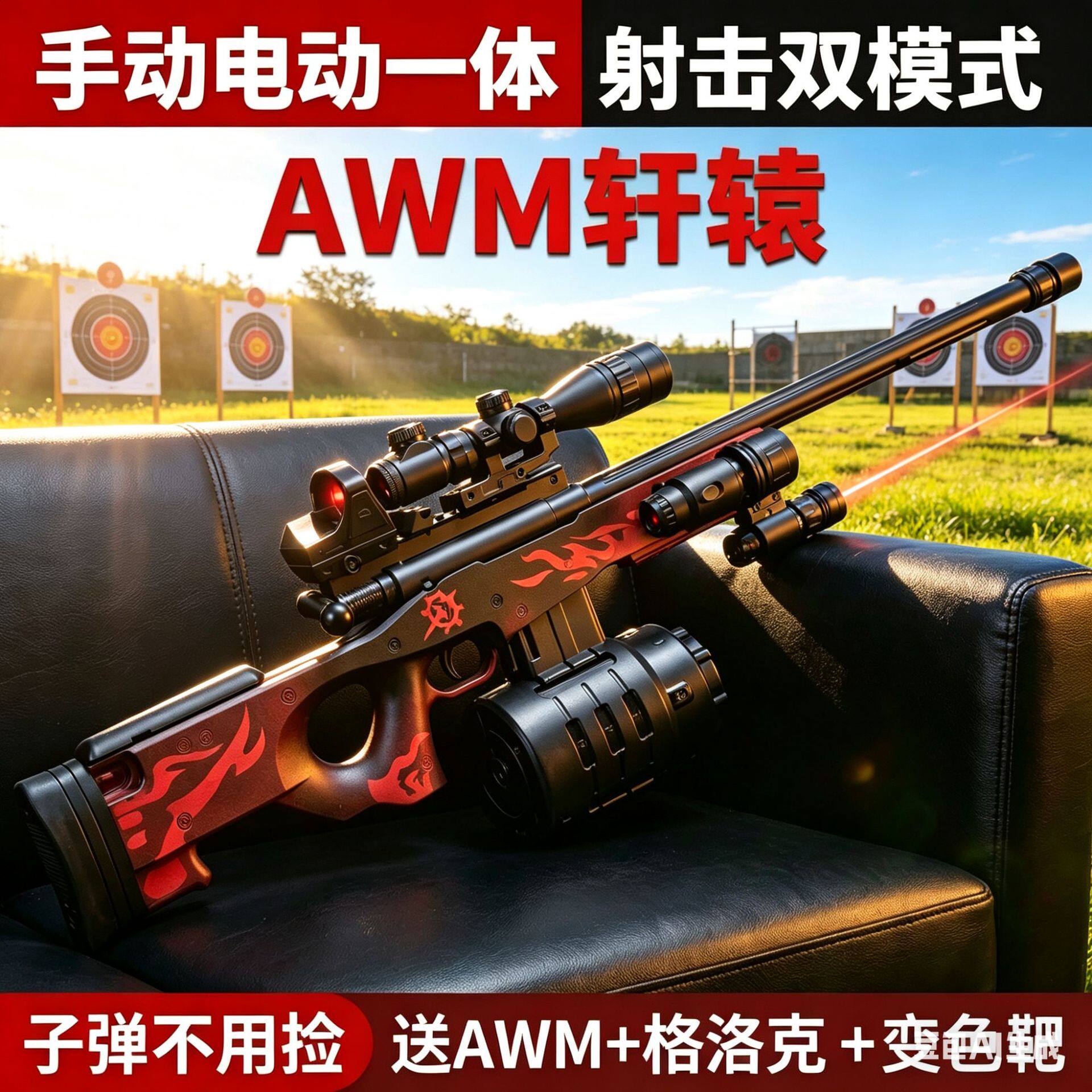 AWM电动玩具枪双模激光瞄准