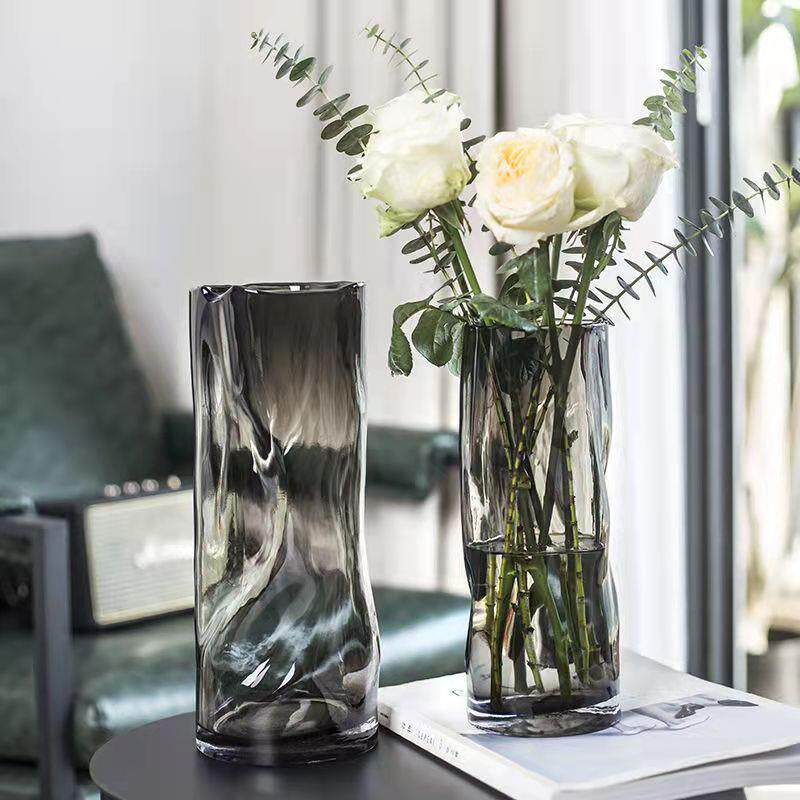 欧式创意透明玻璃花瓶高级感插花水养客厅居家装饰品摆件花瓶定制