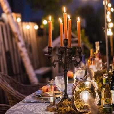 美式乡村铸铁蜡烛台餐桌摆件七夕烛光晚餐道具浪漫灯复古花园