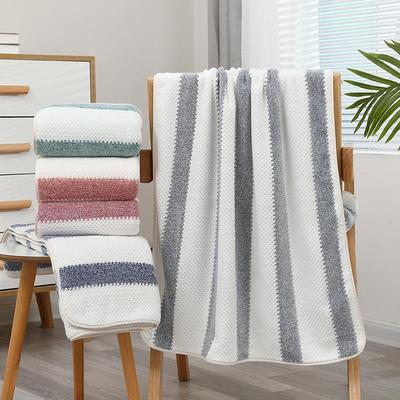 珊瑚绒浴巾中国结加厚男女大毛巾成人柔软裹巾宽条菠萝格浴巾