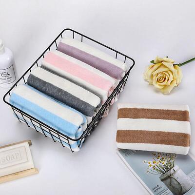 网红款条纹加厚珊瑚绒强吸水浴巾毛巾套装成人儿童礼品沙滩巾