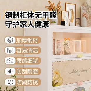 展示柜客厅收纳置物柜玻璃门落地柜简约铁艺储物柜书柜书架家用
