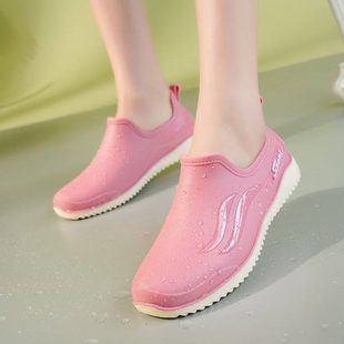 厨房时尚 女 耐磨春秋胶鞋 浅口防水雨靴女平底工作2023防滑短筒雨鞋