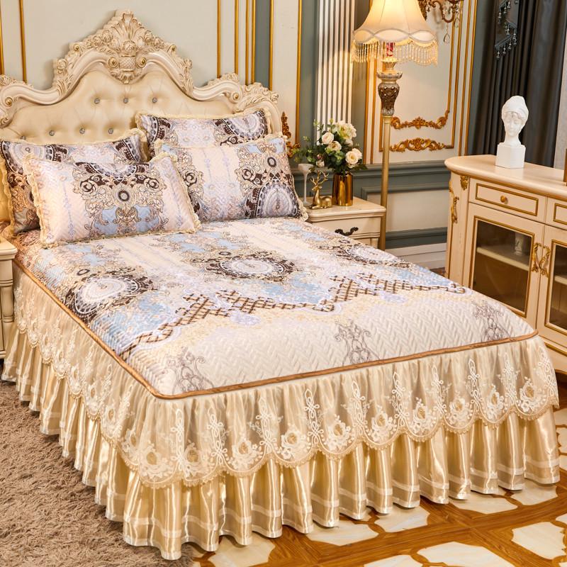 席款8m三件套席子n冰可床罩1欧式丝.折叠软席蕾丝凉席床机裙空调