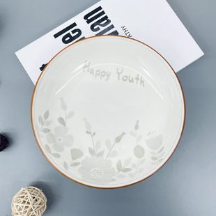 餐具美现代简约双耳系列光方形高脚陶瓷碗 盘好时碗碟套装