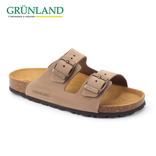 GRUNLAND真皮外穿休闲软木一字拖