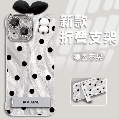波点熊猫蝴蝶结适用苹果手机壳