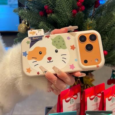 适用多型号三花猫小怪皮纹TPU壳