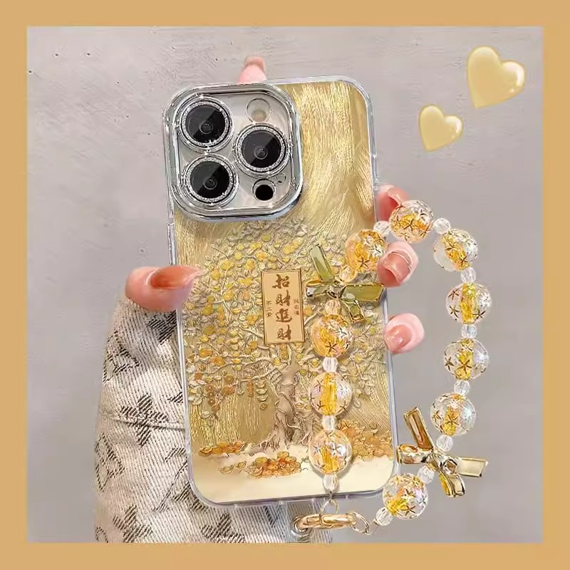 精孔羽纱招财树适用苹果16promax手机壳iphone15/14新款华为mate60pro女款Pura70荣耀200Reno12/S19/小米秋冬