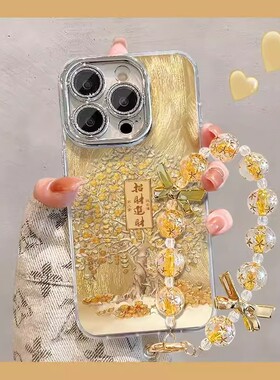 精孔羽纱招财树适用苹果16promax手机壳iphone15/14新款华为mate60pro女款Pura70荣耀200Reno12/S19/小米秋冬