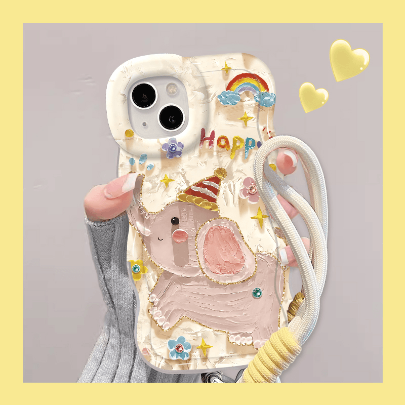 油画小象适用多型号手机壳