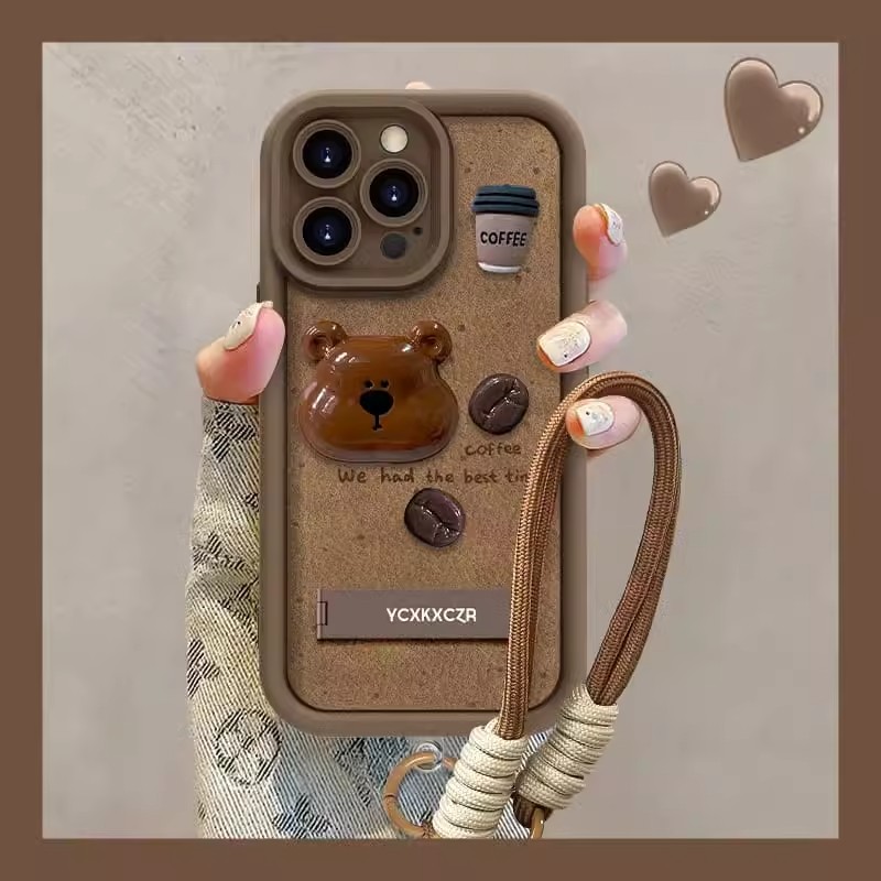 咖啡豆小棕熊适用苹果手机壳