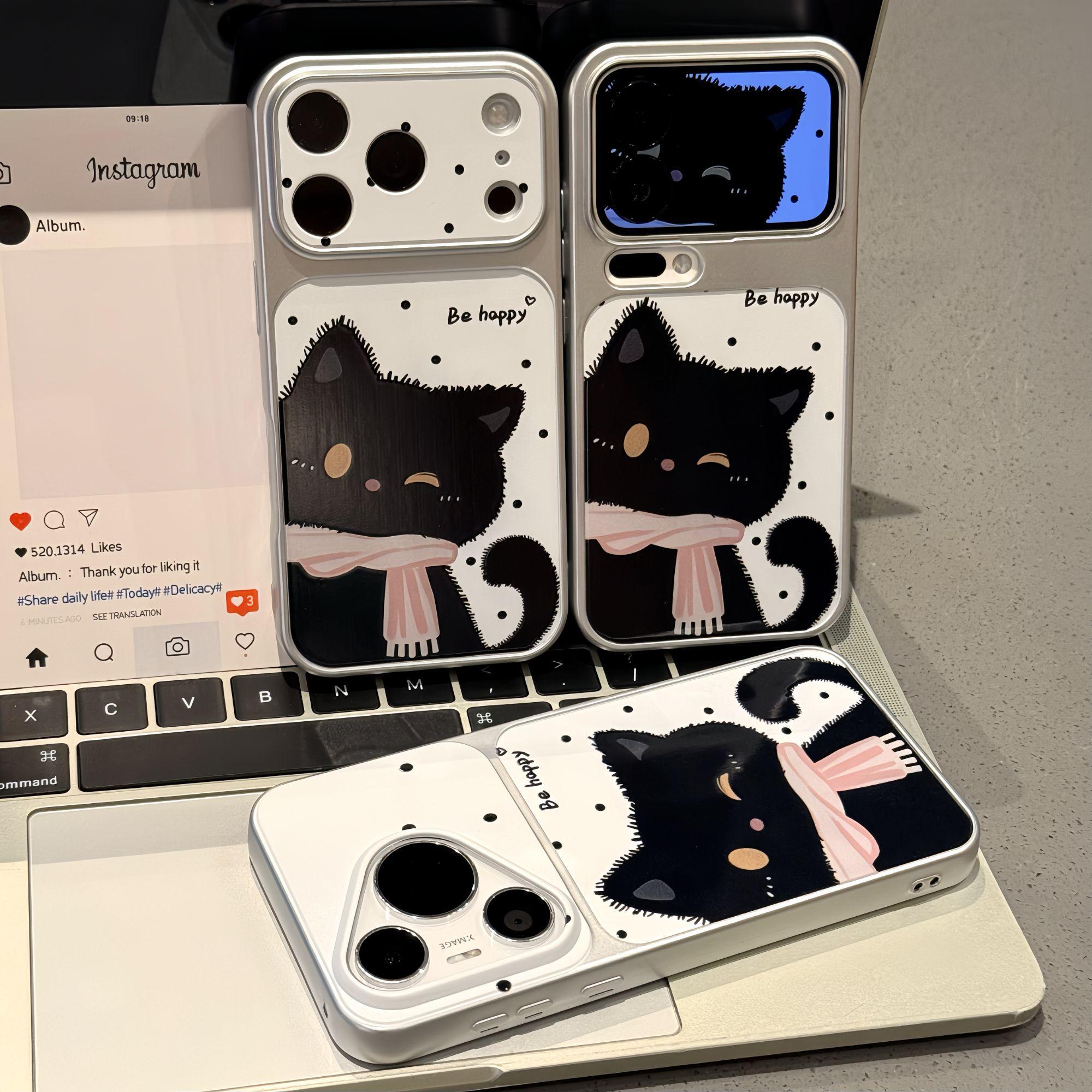 适用多型号围巾黑猫电镀秒变壳