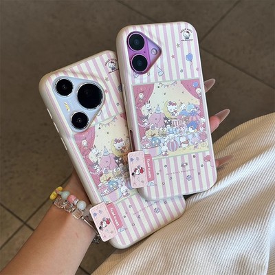 适用多型号凯蒂猫派对皮纹TPU壳