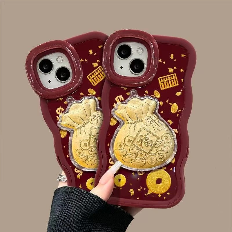 适用多型号钱币福袋酒红双支架壳
