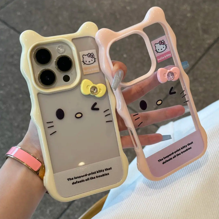 kitty表情蝴蝶结适用苹果16promax手机壳iPhone15promax新款pura70华为mate70pro荣耀300女nova13可爱reno13