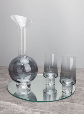 欧式创意渐变斜口玻璃酒器套装烟灰样板K房餐厅简约玫瑰金酒杯酒