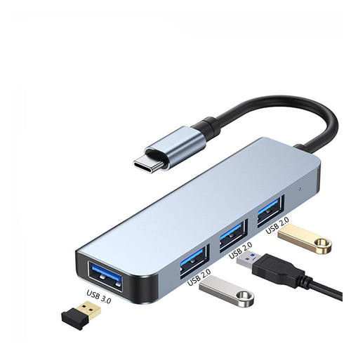 TYPE-C四合一扩展坞速USB3.0HUB集线器笔记本电脑鼠标键分线器