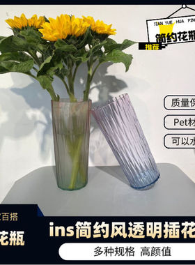 颜值家用客厅花摆件档创意鲜花百合水养富贵竹花透明插花