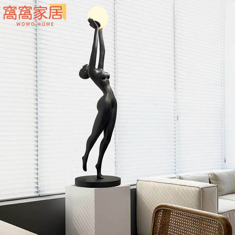 人形雕塑希望女神客厅售楼处装饰落地灯设计师创意人物造型艺术摆