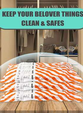 超大号真空压缩袋4个装100X150CM尼龙材质 橙色条纹图亚马逊热销