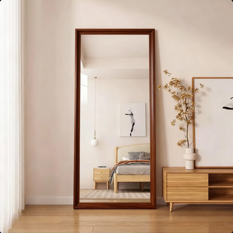 中古全身镜高级感穿衣镜家用轻奢复古落地镜网红大镜子高清试衣镜