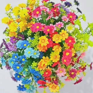 饰干花室内外花箱塑料插花艺 单支仿真小雏菊跳兰菊绢花假花客厅装