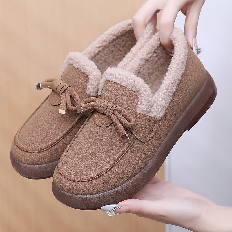 棉鞋女冬季新款加绒加厚保暖雪地靴一脚蹬妈妈鞋厚底百搭保暖棉靴