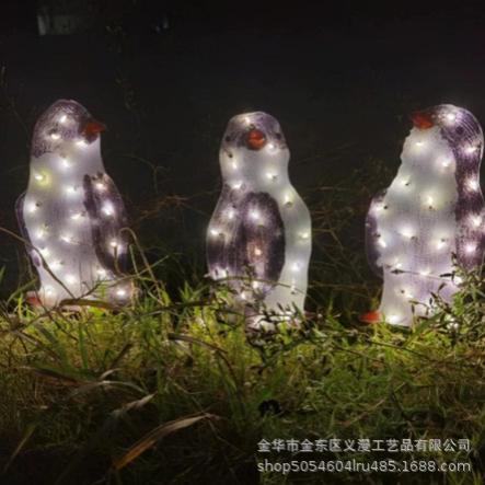 2023年圣诞企鹅亚克力20 LED灯花园装饰灯桩圣诞装饰派对庭院装饰