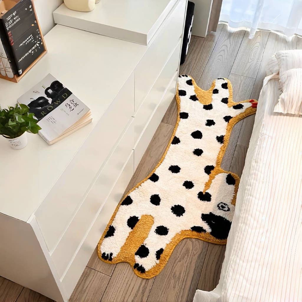 小狗房间异形地毯秋冬卡通圆点卧室床边毯长条可爱儿童房地垫毛绒