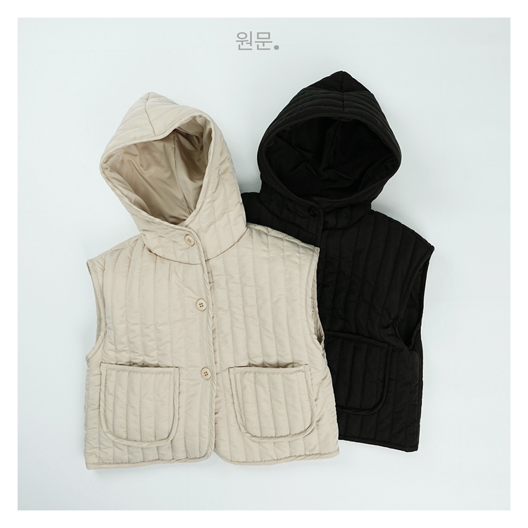 儿童棉服马甲冬装新款韩版男女童裥棉连帽坎肩夹棉保暖外套外穿潮