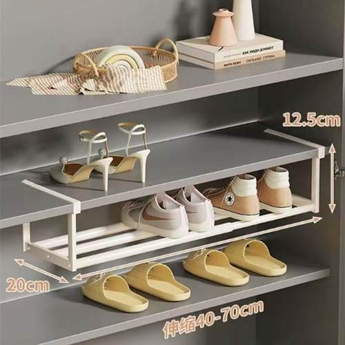 鞋架家用可伸缩鞋柜分层隔板鞋托下挂篮易安装置物架整理鞋子托架