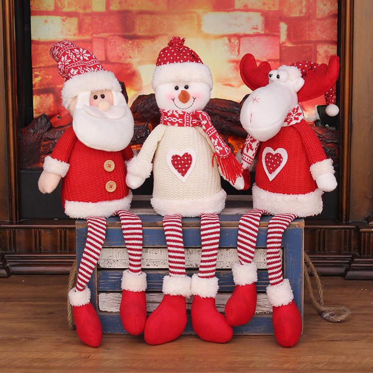 圣诞节用品圣诞节装饰品软腿吊腿坐姿圣诞老人雪人鹿公仔摆件