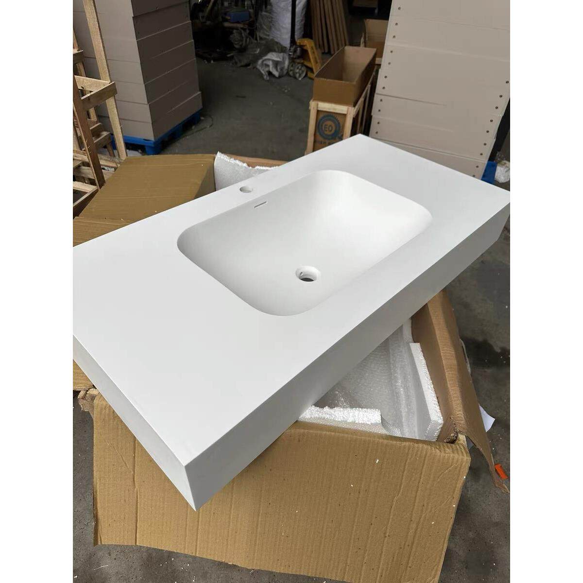 定制纯亚克力度力一体化面盆浴室柜组合浴室脸盆