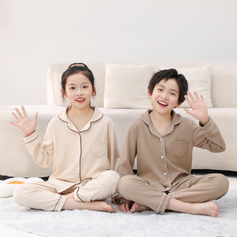 儿童睡衣秋季厚款德绒保暖衣男童开衫空调服女童中大童家居服套装