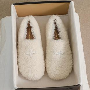 398 圆头加绒软底单鞋 68毛毛鞋 冬季 平底 女外穿2023新款 威威女郎