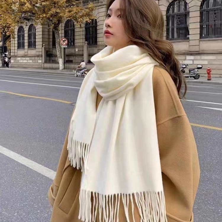 仿羊绒围巾拉毛纯色加厚长巾秋冬季不起球流苏披肩女直销新款