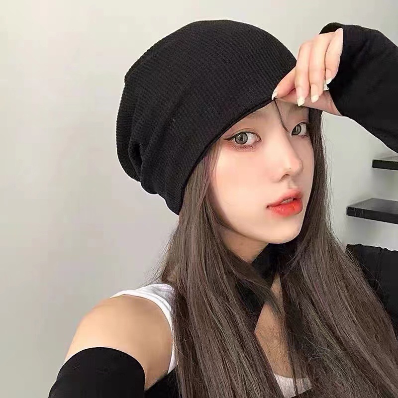 网红堆堆帽女春秋薄款产后针织毛线月子帽子夏季时尚百搭包头冷帽