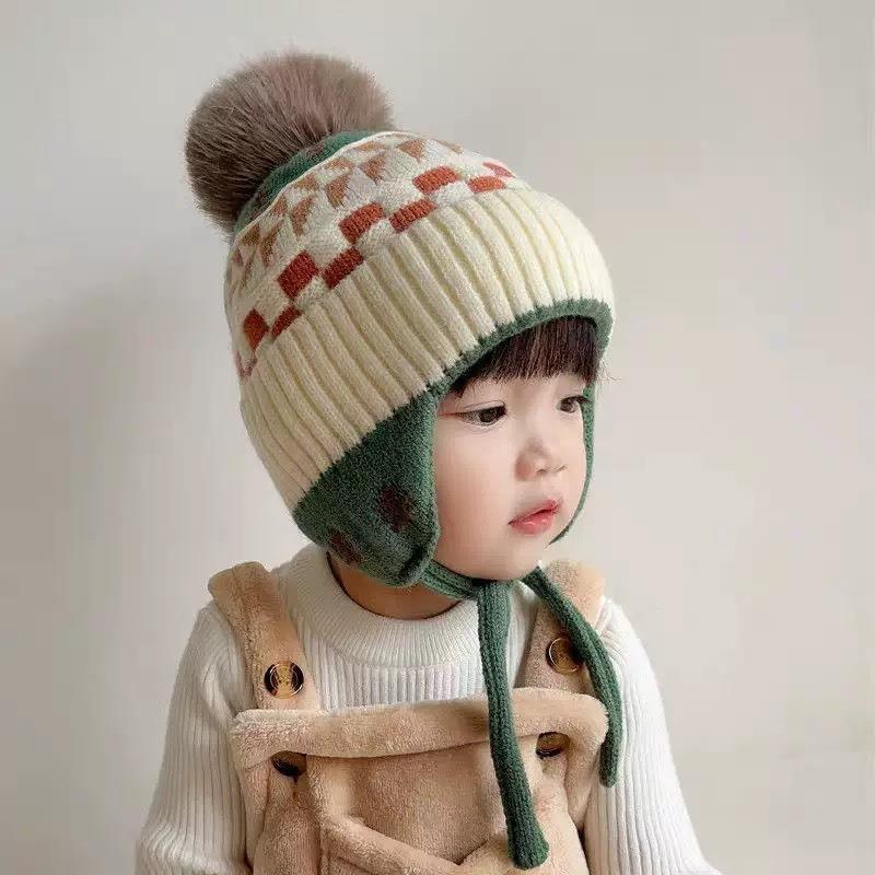 儿童帽子保暖秋冬男女童小树防风雷锋护耳帽宝宝针织加厚毛线帽