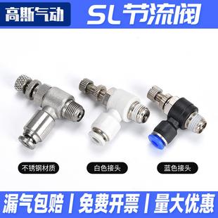 件气缸高压气管快速快插快接不锈钢接头节流阀调速阀SL8 气动元