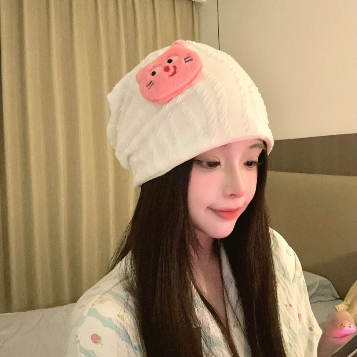 睡帽晚上睡觉戴的大头冷帽女款夏帽子空调房护头防风月子帽堆堆帽