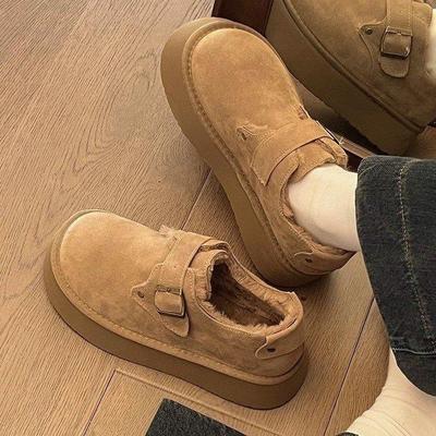 棉鞋女款冬季2025年新款一脚蹬厚底雪地靴加绒勃肯鞋豆豆毛毛鞋