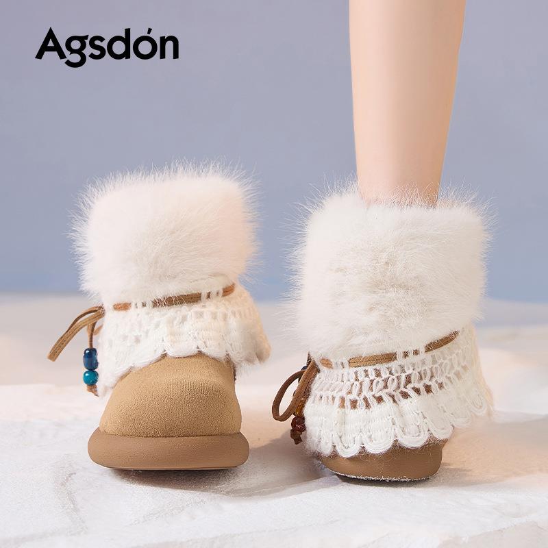 F21雪地靴子女2025年新款冬季加绒保暖厚底辣妹风中筒靴舒适棉鞋