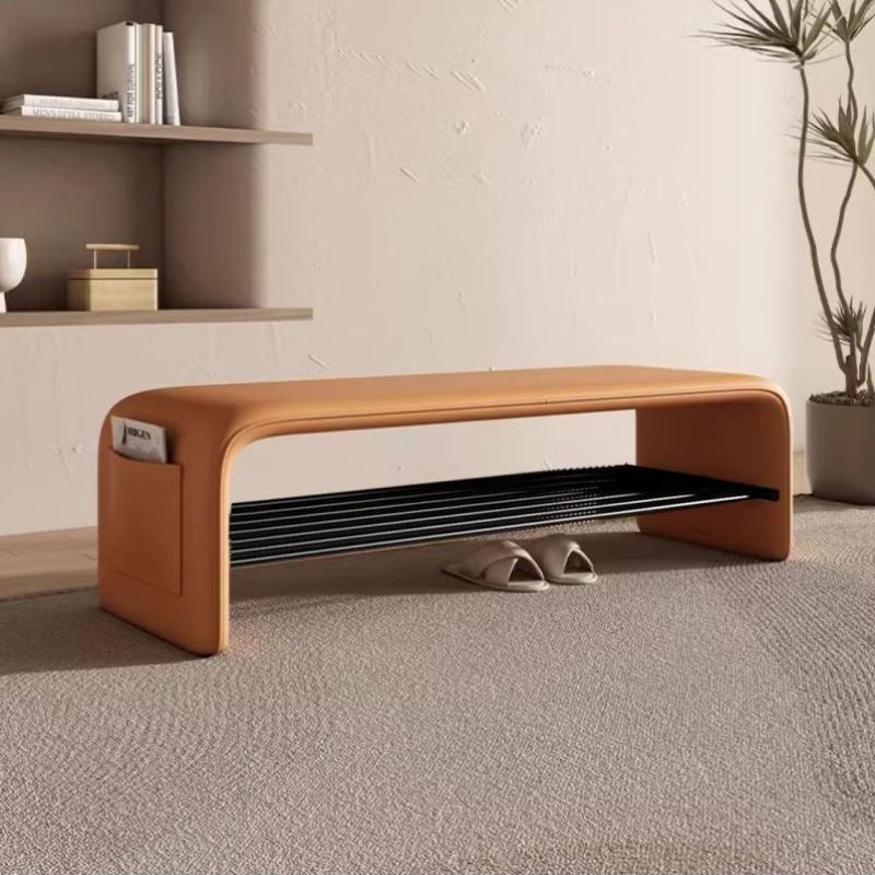 门口换鞋凳家用网红轻奢高级感可坐穿鞋柜一体入户卧室床尾长条凳